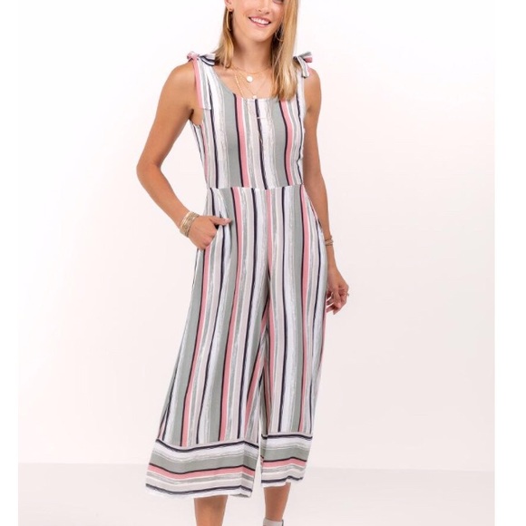 francesca's striped jumpsuit
